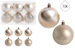 Iris karácsonyi dísz gömb, szettben, pvc dobozban, 6dbos, krém silver 7 cm (050413) - officedepot