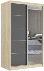  VEGA I. 120x200x60 cm Tolóajtós Szekrény Tükörrel - Sonoma, Antracit