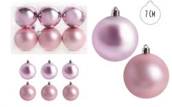 Iris karácsonyi dísz gömb, szettben, pvc dobozban, 6dbos, rózsaszín 7 cm (050412) - officedepot