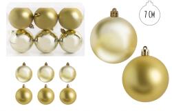 Iris karácsonyi dísz gömb, szettben, pvc dobozban, 6dbos, aranysárga 7 cm (050408) - officedepot