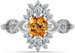  Ezüst Gyűrű " Császársárga" Topázzal és Fehér Topázzal, Y62335/54
