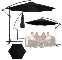  Oldalsó kerti napernyő állítható dőlésszögű tetővel 350 x 250 cm feket 26727