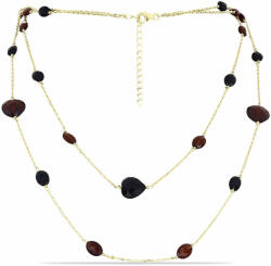  Arannyal Bevont Ezüst Nyaklánc Barton Gránáttal és Fekete Onixszal, Y62480