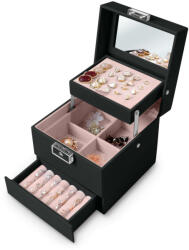 Massido Ékszeres doboz tükörrel - Fekete, Rózsaszín (TE670301)