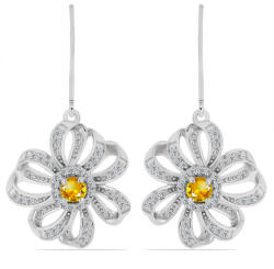  Ezüst Fülbevaló Ural Citrinnel és Fehér Topázzal, Y61552