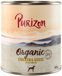 Purizon 12x800g Purizon Organic Csirke, liba & tök nedves kutyatáp