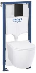 GROHE Solido Compact 5 az 1-ben WC-szett tartállyal, fali WC-vel, matt fekete nyomólappal 103847SH00