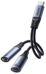 JOYROOM Adapter Kábel 2in1 2 Type-C Aljzat - Type-C, Dac, Fekete