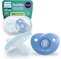 Philips Ортодонтични залъгалки Philips Avent - Soothie, Сини с кутия за стерилизиране, 0-6 m, 2 броя (00A.0670.001)