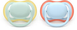 Philips Залъгалки Philips Avent - Ultra Air, за момче, пастелни цветове с кутия за стерилизиране, 0-6 m, 2 броя (00A.0641.001)