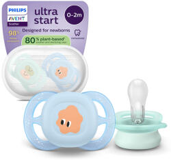 Philips Залъгалки Philips Avent - Ultra Start, за момче, очички с кутия за стерилизиране, 0-2 m, 2 броя (00A.0634.001)