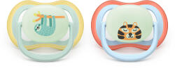 Philips Залъгалки Philips Avent - Ultra Air Night, с декорация Tигър и ленивец с кутия за стерилизиране, 0-6 m, 2 броя (00A.0656.001)
