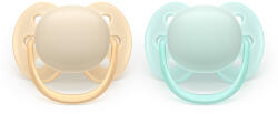 Philips Залъгалки Philips Avent - Ultra Soft, пастелни цветове с кутия за стерилизиране, 0-6 m, 2 броя (00A.0663.001)