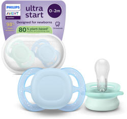 Philips Залъгалки Philips Avent - Ultra Start, за момче, пастелни цветове с кутия за стерилизиране, 0-2 m, 2 броя (00A.0632.001)
