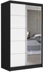  VEGA I. 120x200x60 cm Tolóajtós Szekrény Tükörrel - Fekete, Fehér