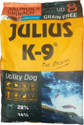 Julius-K9 GF Hypoallergenic Utility Dog Adult Salmon & Spinach (Kis szemcseméret) (2 x 10 kg) 20kg