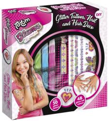 Totum Glamz tetováló, haj- és körömdíszítő készlet Ajánlott 8-10 éves korig lányoknak [Cikkszám 39159]