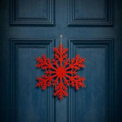 Family Collection Karácsonyi dekoráció - jégkristály - glitteres piros - akasztható - 31 cm, 59704C