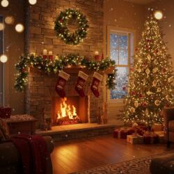 Family Collection Fenyő girland - zöld, havas - 200 cm - PVC, 56453