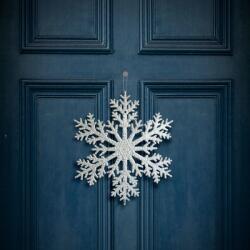 Family Collection Karácsonyi dekoráció - jégkristály - glitteres ezüst - akasztható - 31 cm, 59704B