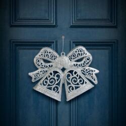 Family Collection Karácsonyi dekoráció - masni - akasztható - ezüst - 35 cm, 59705B