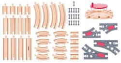 Woodyland Set de șine Woody cu platformă rotativă, 50 buc (OLP102192107) Trenulet