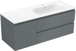 Mexen Rivel dulap baie 120 cm cu lavoar Vela dreapta, 2S, 1D, riflat, grafit/alb mat - 91A23-12047-3-BBFFF66-W23P01 (91A23-12047-3-BBFFF66-W23P01)