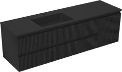 Mexen Rivel dulap de baie 160 cm cu lavoar Otis stânga, 2S, 1D, canelat, negru mat - 91A23-16047-3-BBFFF71-W18L71 (91A23-16047-3-BBFFF71-W18L71)