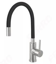 FERRO Fiesta egykaros mosogató csaptelep flexibilis kifolyócsővel, fekete, króm (FE-BFI2FB)