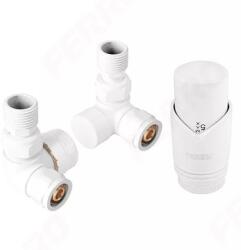 Ferro axiális termosztátos sarok radiátorszelep szett, fehér (FE-ZTO30WH)