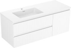 Mexen Rivel dulap de baie 120 cm cu lavoar Otis stâng, 2S, 1D, canelat, alb mat - 91A23-12047-3-BBFFF01-W18L01 (91A23-12047-3-BBFFF01-W18L01)