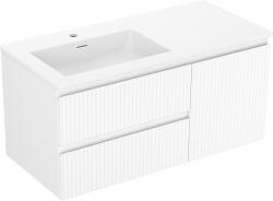 Mexen Rivel dulap baie 100 cm cu lavoar Otis stânga, 2S, 1D, cu textură, alb mat - 91A23-10047-3-BBFFF01-W18L01 (91A23-10047-3-BBFFF01-W18L01)
