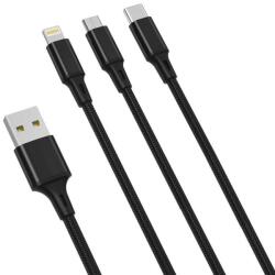 XO NB173 USB-A - Lightning / USB C / Micro kábel fekete 1.2m (NB173) (NB173)