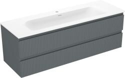 Mexen Rivel dulap de baie 140 cm cu chiuvetă Vela, 2 sertare, cu șanțuri, grafit mat/alb mat - 91A20-14047-2-BFF66-W23M (91A20-14047-2-BFF66-W23M01)