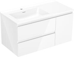 Mexen Orio dulap de baie 90 cm cu chiuvetă Otis stângă, 2S, 1U, alb lucios - 91A13-09047-3-BBFFF00-W18L00 (91A13-09047-3-BBFFF00-W18L00)