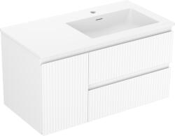 Mexen Rivel dulap pentru baie de 90 cm cu lavoar Otis dreapta, 2S, 1D, cu caneluri, alb mat - 91A23-09047-3-BBFFF01-W18P01 (91A23-09047-3-BBFFF01-W18P01)