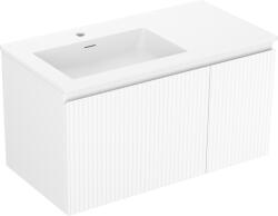 Mexen Rivel dulap baie 90 cm cu chiuvetă Otis stânga, 1S, 1D, șanfrenat, alb mat - 91A23-09047-3-BBFF01-W18L01 (91A23-09047-3-BBFF01-W18L01)