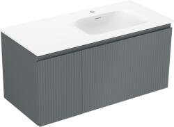 Mexen Rivel dulap de baie 100 cm cu chiuvetă Vela dreapta, 1 sertar, 1 ușă, canelată, grafit/alb mat (91A23-10047-3-BBFF66-W23P01)