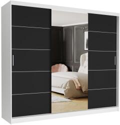  Gardróbszekrény Norvio I. 250x218x60 cm, Fehér - Fekete