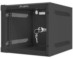 Lanberg WF10-2304-10B 10" 4U SZÉL: 280 MÉLY: 310 MAG: 247 lapraszerelt üvegajtós fekete fali rack szekrény (WF10-2304-10B) - iconink