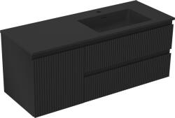 Mexen Rivel dulap baie 120 cm cu lavoar Otis dreapta, 2S, 1D, canelat, negru mat - 91A23-12047-3-BBFFF71-W18P71 (91A23-12047-3-BBFFF71-W18P71)