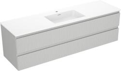 Mexen Rivel dulap de baie 160 cm cu lavoar Otis, 2 sertare, cu caneluri, gri mat/alb mat - 91A20-16047-2-BFF62-W18M0 (91A20-16047-2-BFF62-W18M01)