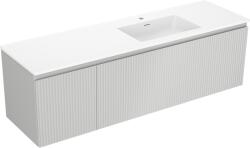 Mexen Rivel dulap baie 160 cm cu lavoar Otis dreapta, 1S, 1D, riflat, gri mat/alb mat - 91A23-16047-3-BBFF62-W18P01 (91A23-16047-3-BBFF62-W18P01)