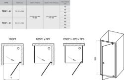 RAVAK Zuhanyajtó PDOP1-80 feh/kr zsanér, fog. +Trans (03G40100Z1)