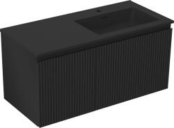 Mexen Rivel dulap baie 100 cm cu lavoar Otis dreapta, 1S, 1D, riflat, negru mat - 91A23-10047-3-BBFF71-W18P71 (91A23-10047-3-BBFF71-W18P71)