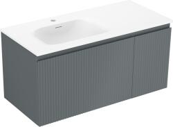 Mexen Rivel dulap baie 100 cm cu chiuvetă Vela stânga, 1S, 1D, frontal canelat, grafit mat/alb mat (91A23-10047-3-BBFF66-W23L01)