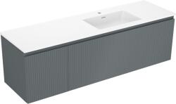 Mexen Rivel dulap de baie 160 cm cu lavoar Otis dreapta, 1S, 1D, cu caneluri, grafit/alb mat - 91A23-16047-3-BBFF66-W18P01 (91A23-16047-3-BBFF66-W18P01)