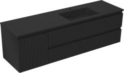 Mexen Rivel dulap de baie de 160 cm cu lavoar Otis dreapta, 2S, 1D, cu textură canelată, negru mat (91A23-16047-3-BBFFF71-W18P71)