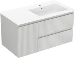 Mexen Rivel dulap baie 90 cm cu lavoar Otis dreapta, 2S, 1D, canelat, gri mat/alb mat - 91A23-09047-3-BBFFF62-W18P01 (91A23-09047-3-BBFFF62-W18P01)