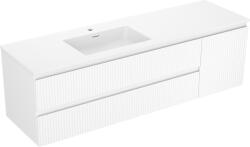 Mexen Rivel dulap baie 160 cm cu lavoar Otis stângă, 2S, 1D, canelat, alb mat - 91A23-16047-3-BBFFF01-W18L01 (91A23-16047-3-BBFFF01-W18L01)